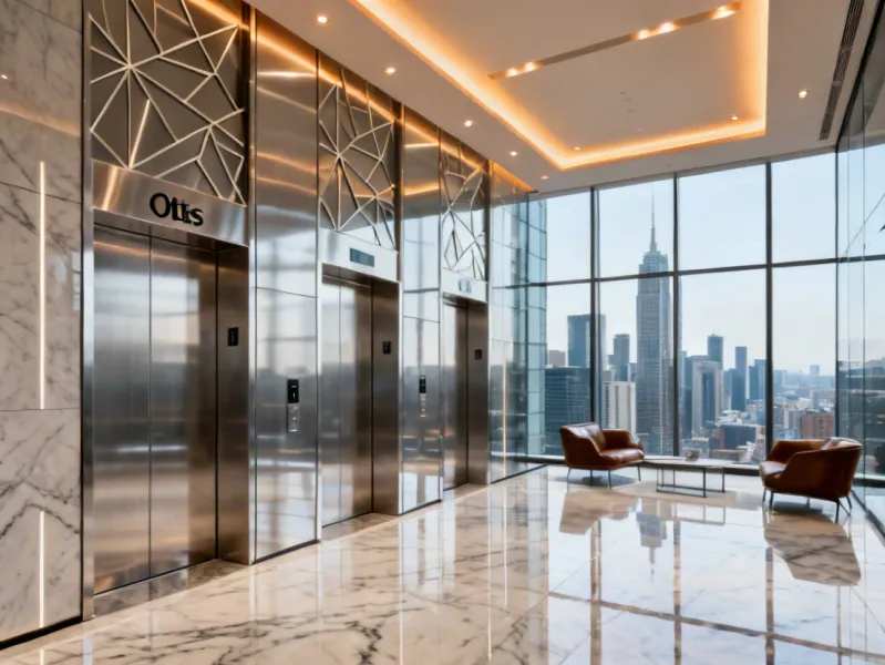 Otis elevator installation in a modern high-rise building
