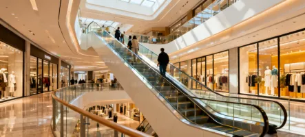 Retail shopping center escalator systems