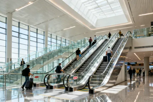 Otis airport escalators in international terminal