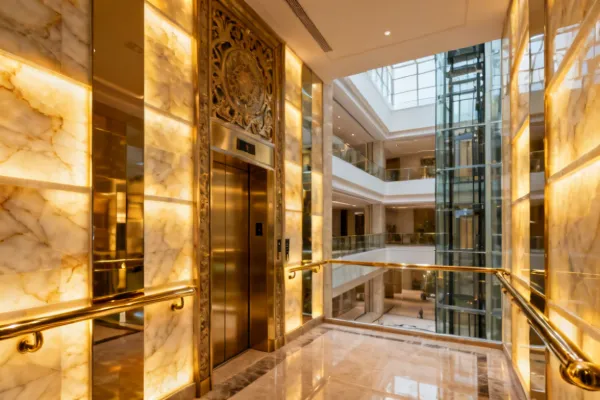 Luxury hotel custom elevator cab with premium finishes